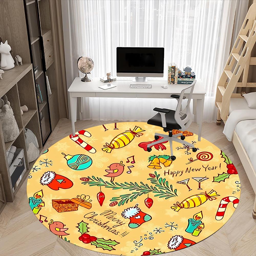 1pc Christmas Decorations Chair Carpet for Office Non Slip, Machine Washable Rug for Office, Room Holiday Decor for Christmas, Birthday Polyester