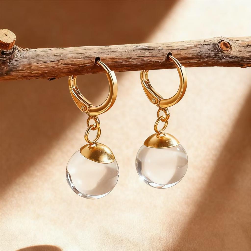 Glass Earrings Spherical Shape Featuring Bubble Decoration for Her Any Occasion