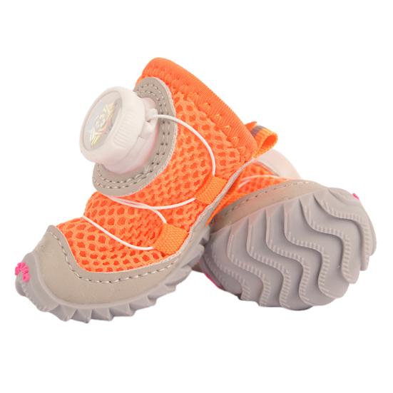 2Pcs All-Terrain Mesh Dog Shoes Breathable Pet Booties with Anti-Slip Soles And Dial Adjustment Dogs Paw Protectors for Hot Pavement Summer 2 оранжевый
