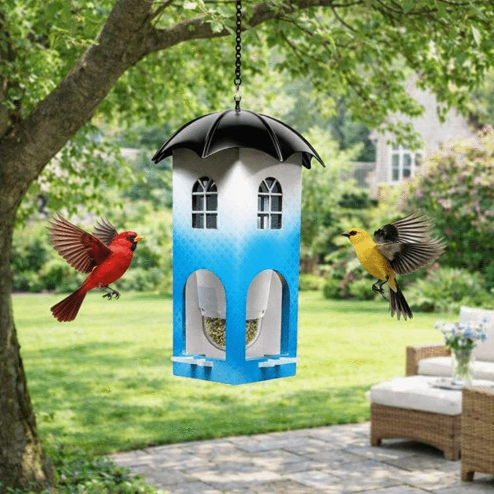 Waterproof Castle Bird Feeder Squirrel Proof Bird Feeding Station Hanging Bird Feeder  Patio