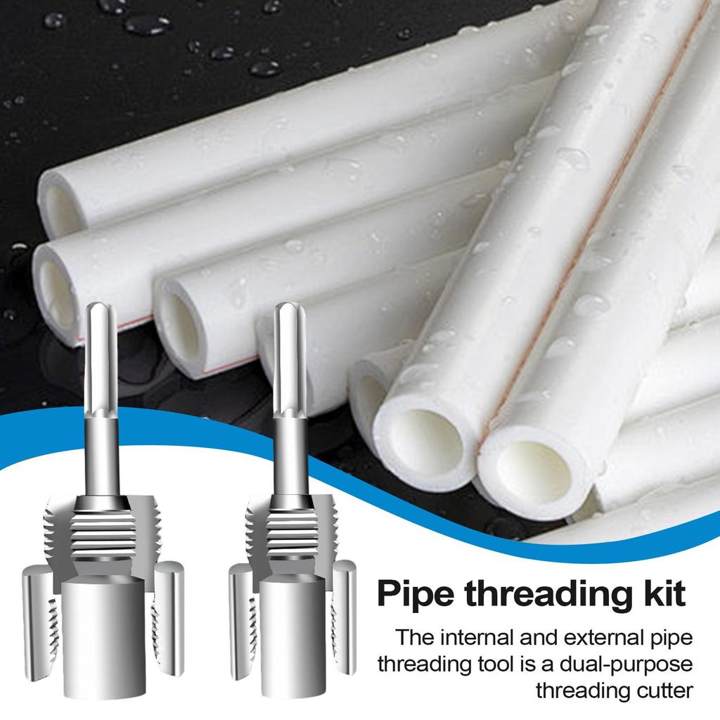 NEW 2pcs PVC Pipe Threader Kit 3/4 Pipe Threader External Cutter 1/2 & 3/4 Dies For Hose Electric Drill Metal Craft Home Repair