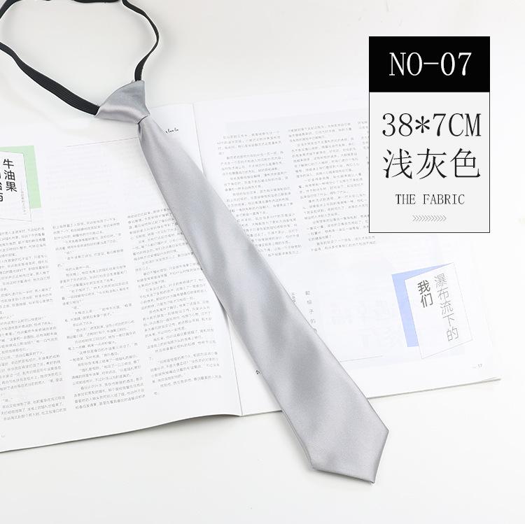 Tie School Style Uniform Shirt Black Gray Navy Blue Solid Color Knot-Free Lazy Japanese Tie