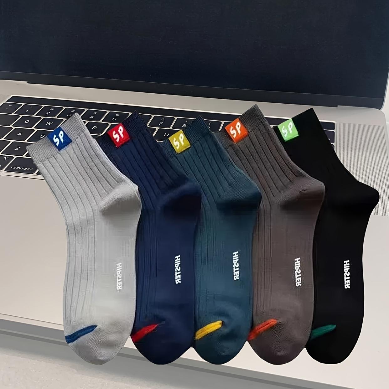 

5Pairs SP Men s Socks,Anti-Odor Padded Assorted Color Sports Socks Leisure Socks Formal Socks Ideal For Everyday Activities Wear