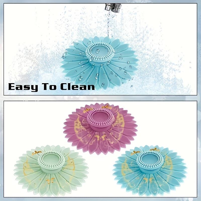 Sunflower Petal Silicone Cup Lids Set of 3, Blue Purple Green Leakproof Mug Covers, Dustproof Reusable Tea Cup Seals, Christmas Gift for Friends