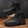 Autumn 2025 Men's Waterproof Non-Slip High-Top Martin Boots with Thick Soles and Height Increase Feature