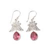 Natural Pink Tourmaline Gemstone 925 Stamped Silver Handmade Jewelry Partywear Hook Earrings 1.84" For Wedding CE-23-5