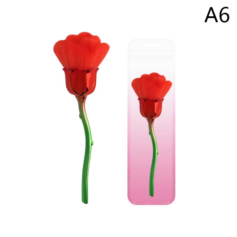 Flower Nail Brush for Manicure Gold Rose Shape Nail Art Brushes Round Small UV Gel Polish Powder Cleaning Tools Nail Accesories