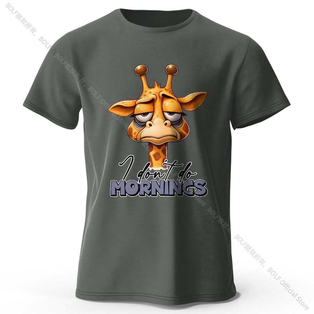 Summer Round Neck 3D Cartoon Giraffe Printed Top Fashionable Casual Short Sleeved Children's Boy T-shirts