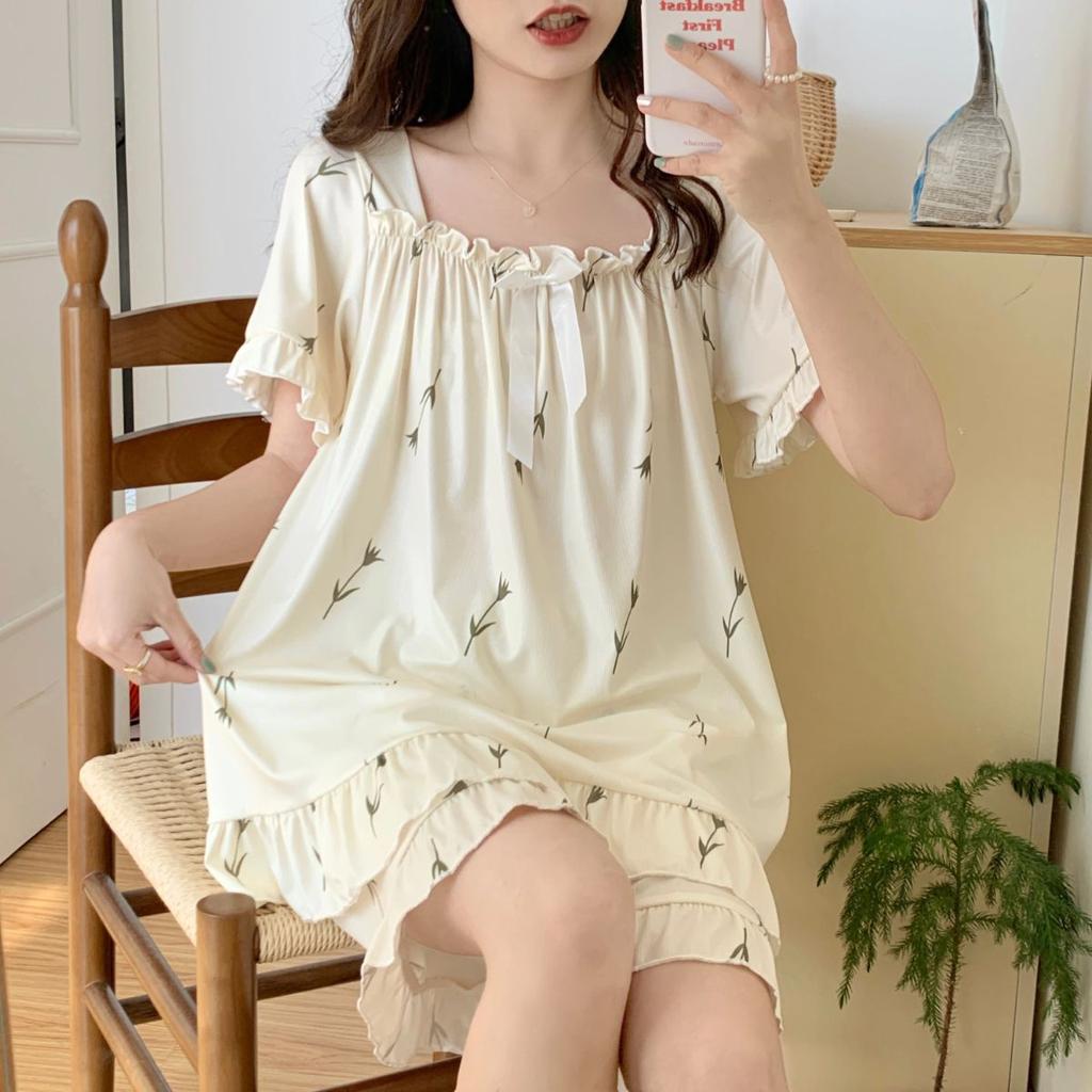 Summer Ice Silk Short Sleeved Set, Oversized Casual Pajamas, Women's Summer Home Clothing, Comfortable and Loose
