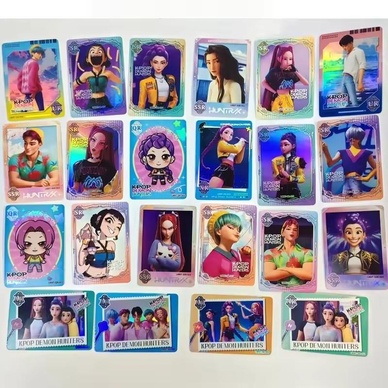 Nuove Carte Collezionabili KPop Demon Hunters 2026, Set di Carte Intercambiabili HUNTR/X con Laser Avanzato, Carte Flash Premium per Ani