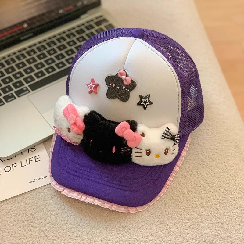 New Cute Kitty Cat Bow Cap Children Yk Yabi Wind Show Face Small Breathable Baseball Cap