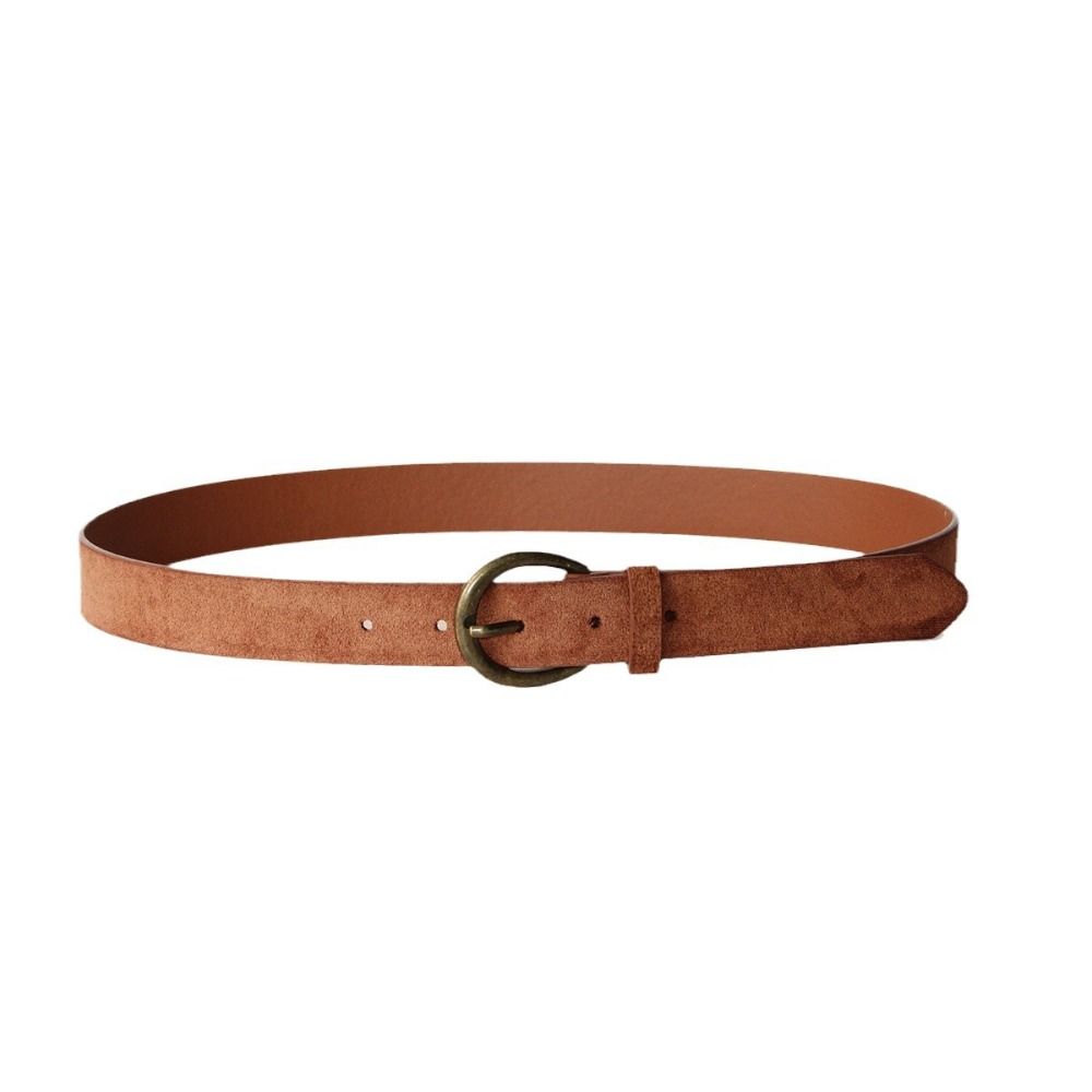 Luxury Design Suede Leather Belt Pin Buckle Waistband Fashion Business Waist Belt  For Women