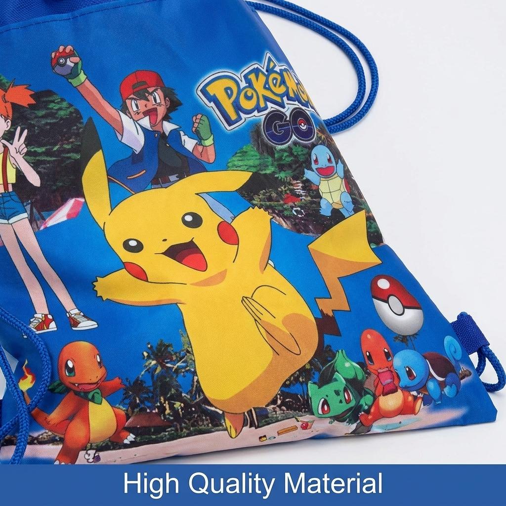 Pikachu Print Drawstring Backpack Kids PE School Sports Bag Cartoon Travel Storage Sack Children Birthday Party Gift
