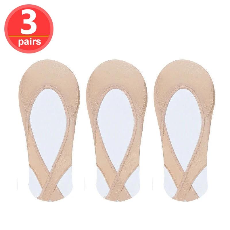 Ultradünne unsichtbare Bootssocken für Damen, Sommer-Silikon-Anti-Rutsch-Socken für High Heels, Eisseide, Halbhand-Hosenträger 34-39 beige