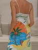 2026 New Beach Style Sleeveless Spaghetti Strap Dress with Positioning Print for Women