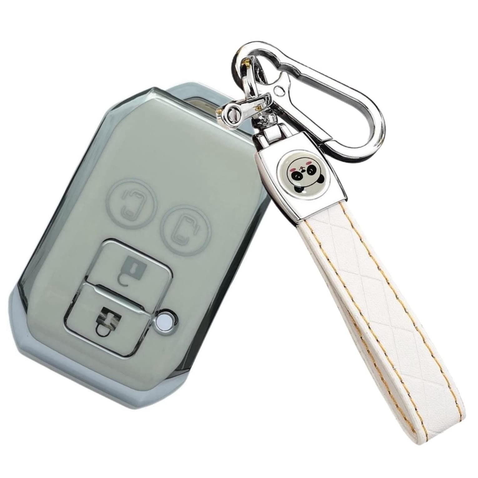 

[ZANEKO] Чехол для ключей, совместимый с Suzuki New Spacia Spacia Custom Solio Flare Wagon Smart ZA-XMyb-LM4- SilverWhite серебряный