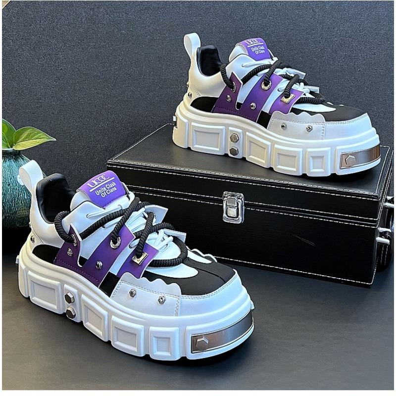 Fashion Men's Fashion Big Head Thick Sole Derby Shoes Trend Rivets Versatile Casual Shoe Punk Lace Up Skateboard Shoes Zapatillas Hombre