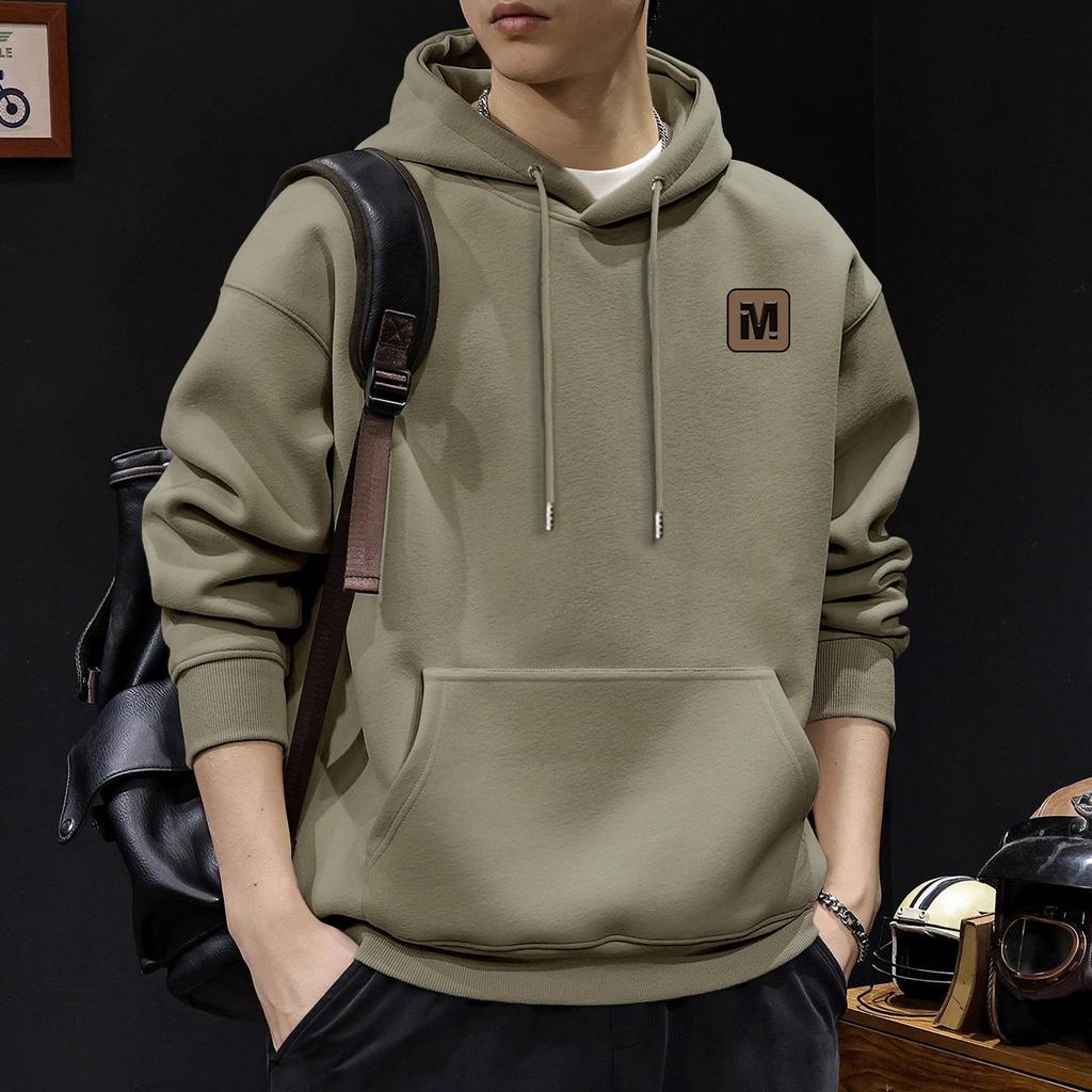Men's Trendy Heavyweight Fleece-Lined Hooded Sweatshirt - Long Sleeve Autumn/Spring Outerwear