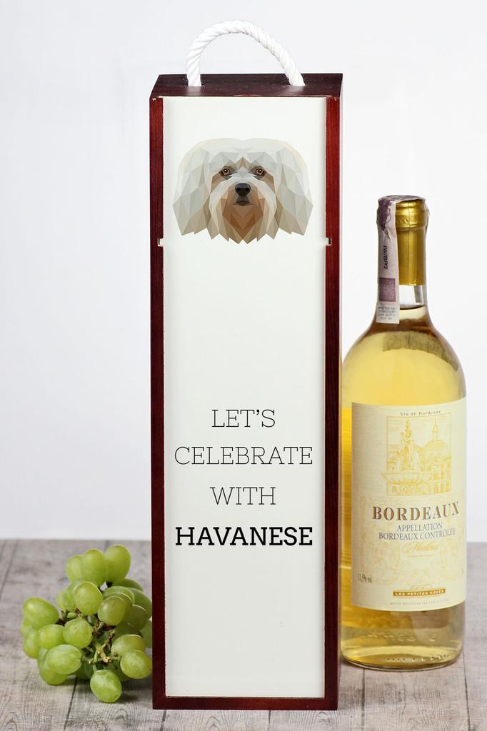 Hawańczyk, Havanese - Geometryczne Pudełko Ze Zdjęciem I Napisem Na Wino Marki Art-Dog