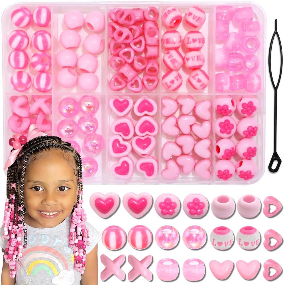 80PCS Acrylic Hair Beads Assorted Shapes Bead Kit Lightweight Accessory Set  Kids Hairstyles