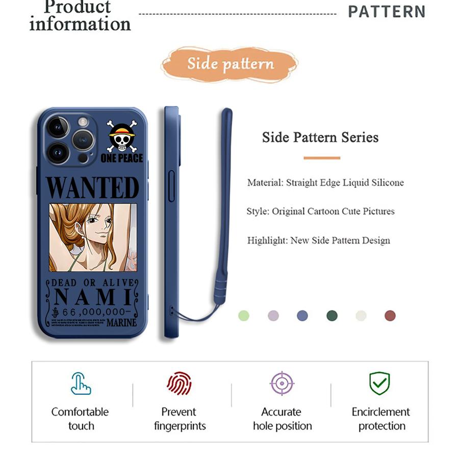 Soft Cover Phone Case for Apple iPhone 11 7 8 15Plus XS XR 14 Pro 16 13 12 16Pro Max 15 Anime O-One Piece Luffy