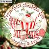 2D Flat 1pc Christmas Red Hot Cocoa Wooden Sign Decoration, Round Embossed Effect Front Door Wall Decoration, Suitable for Home Office Decoration