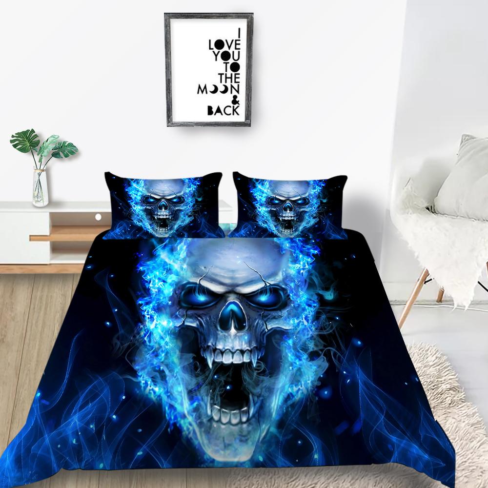 Zestaw pościeli do domu Czaszka Głowa z nadrukiem Dół Poszwa na kołdrę Zestaw pościeli UE Pełny rozmiar Pojedyncze/podwójne łóżko Dekoracja wnętrz