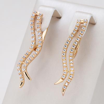 Fashion Geometric Long Dangle Earrings For Women  Rose Gold Natural Zircon Wedding Daily Fine Jewelry Crystal Gift