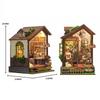 Mini DIY Wooden Book Nook Figurines Miniature Kits Butterfly House Bookshelf Home Bookend Decoration For Adult Handmade Gift
