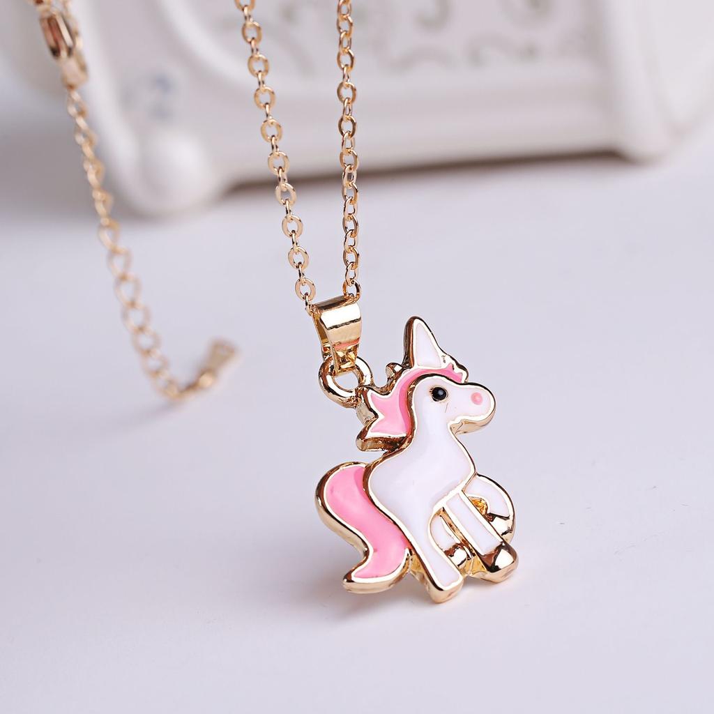 Pink 3pcsset Horse Unicorn Jewelry Sets For Women Earrings Necklaces Best Gifts