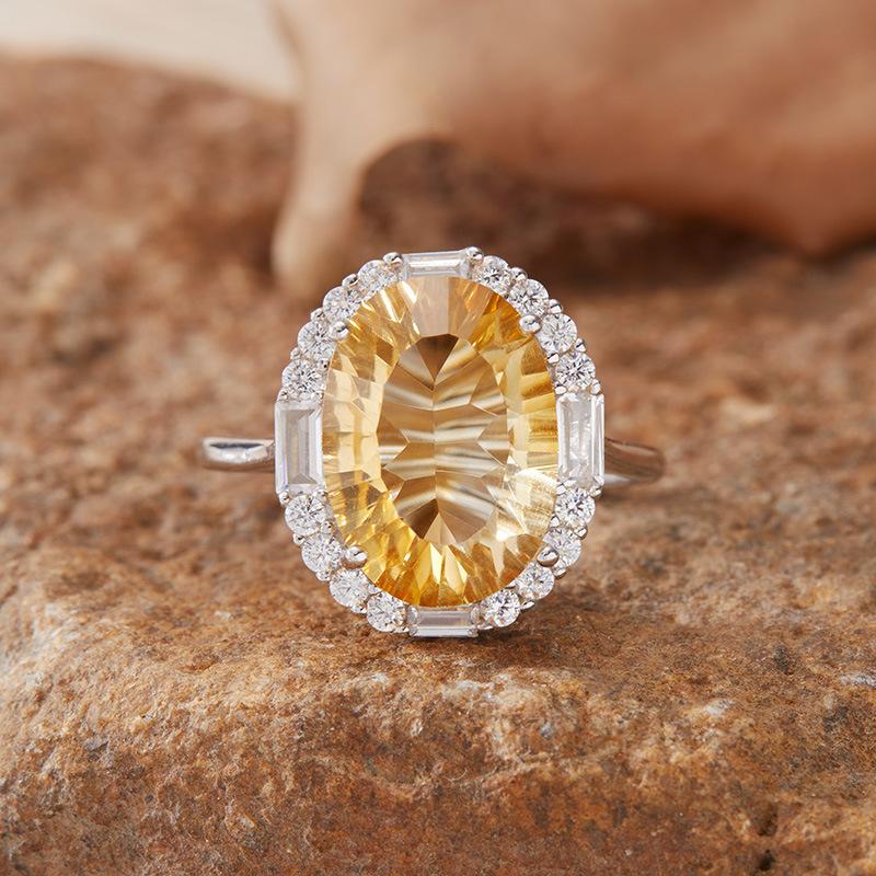 Anello Tesoro di Colore Artigianato Italiano Argento Sterling S925 Ametista Naturale Citrino Anello di Lusso Moda da Donna
