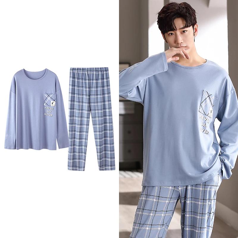 Hjorteutskrift Elegant pyjamassett for mann Høst Vinter Mote Myk bomull Herre Loungewear Komfortabelt nattøy