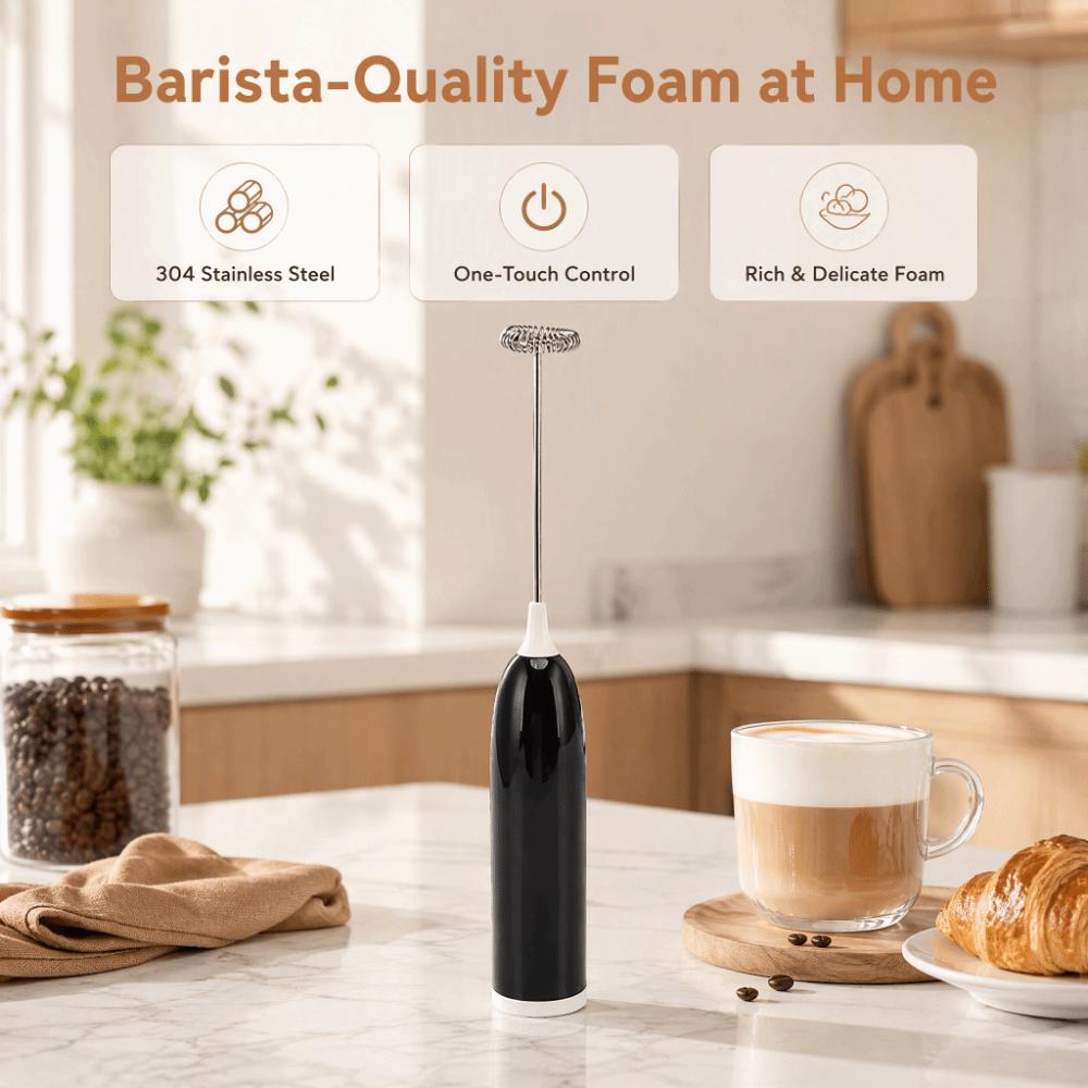 Battery Powered Milk Frother White Coffee Black Milk Beater Practical Milk Foam Maker  Home Kitchen