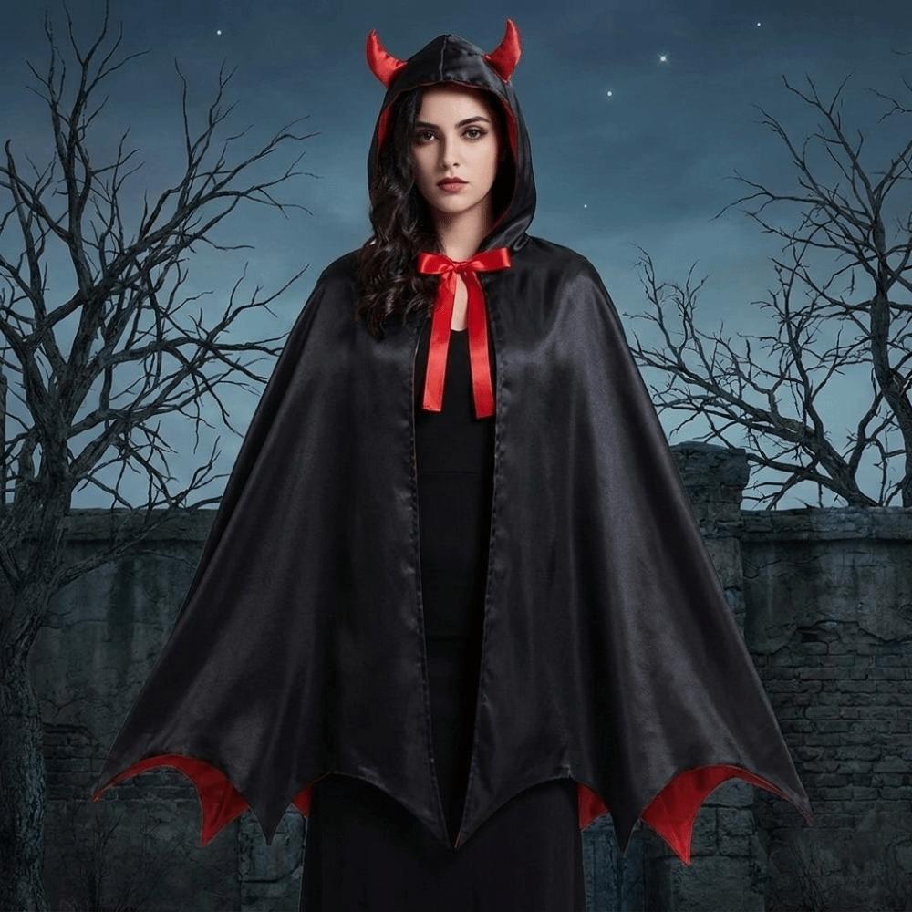Bow Gothic Costume Cape Washable Durable Witch Cape Funny Halloween Hooded Cloak Princess