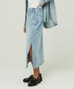 MAGOODGAN Ronas 7997 Bleach Wash Light Indigo Denim Long Skirt