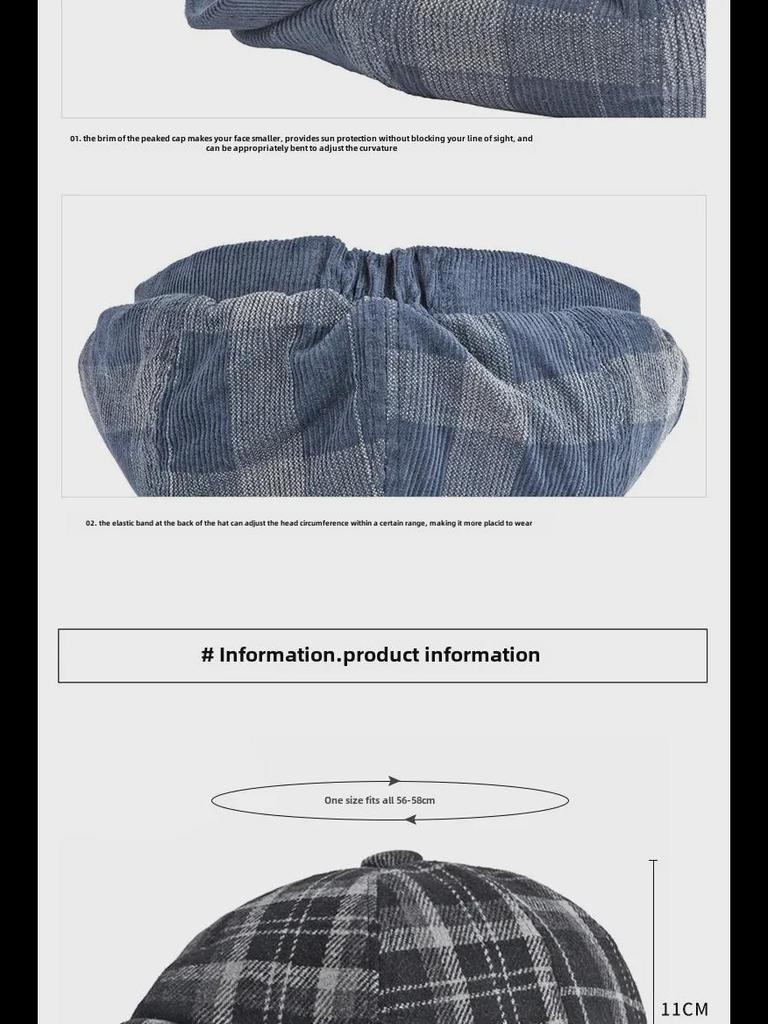 Autumn/Winter Unisex Plaid Newsboy Beret - British Retro Style Wool Hat