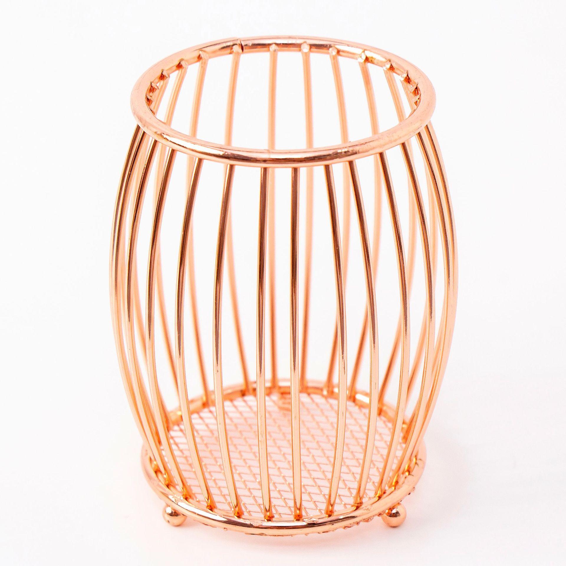 

Розовое золото Кованая железная проволока Подставка для ручек Органайзер для хранения кистей для макияжа Держатели для карандашей Настольный контейнер для канцелярских принадлежностей для дома розового золота