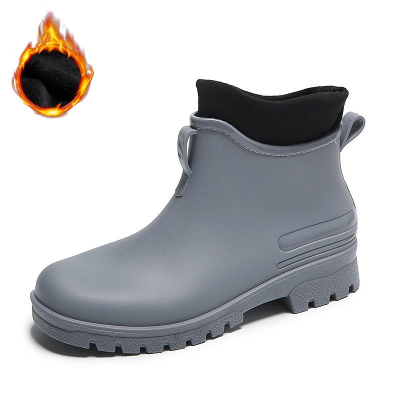 Low-tube Fashion Waterproof Rain Boots Outdoor Couples Non-slip Plus Velvet New Rain Boots Short-tube Women