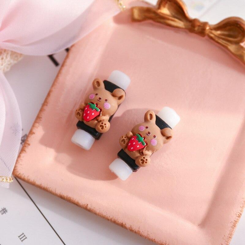 2Pcs Charger Cable Winder Protector White Bear Cartoon Saver Data Line Protective Case Earphone Cord Sleeve Cover Wire Organizer