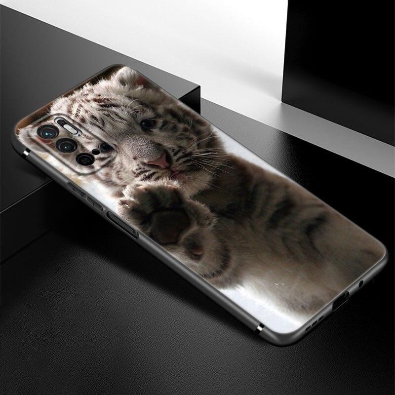 Cute Little Tiger Phone Case For Xiaomi Redmi Note 7 8 8T 9 9S 10 10S 10T 11 11S 4G 11E 11T Pro 5G Soft TPU Black Cover