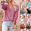 Modische, lässige, einfarbige, langärmlige Blusen und Hemden mit POLO-Ausschnitt für Damen