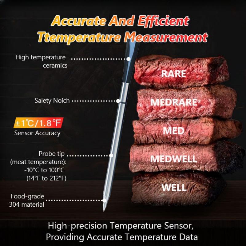 Wifi Food Thermometer Ceramic Probe Kitchen Oven Meat Thermometers IP67 Waterproof Digital Display Wireless Bluetooth BBQ