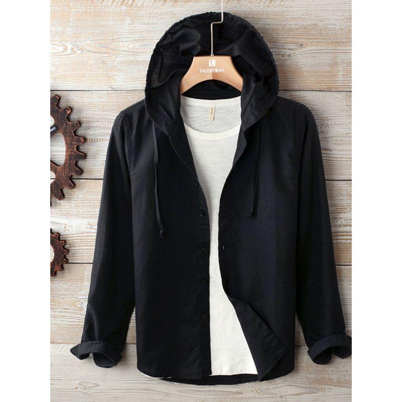 Trendy European and American Style Men's Cotton Long-Sleeved Shirt