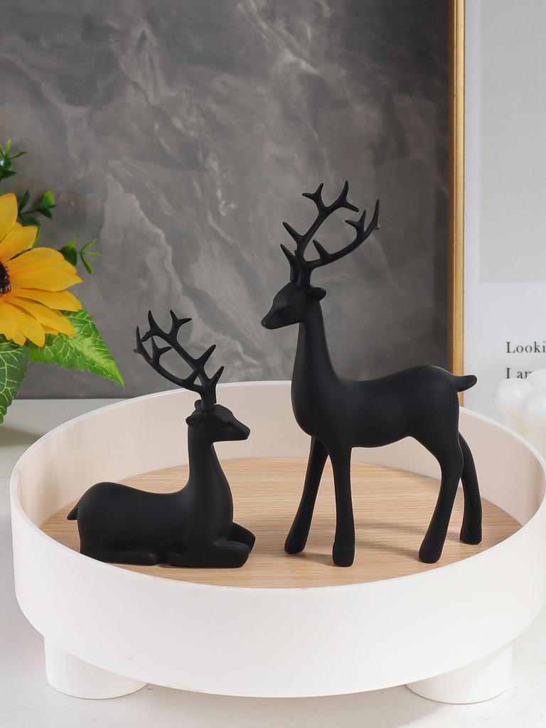 Ein Paar Weihnachtsrentierstatuen, Mini-Hirschfiguren im europäischen Stil zur Dekoration von Schlafzimmer, Wohnzimmer, Arbeitszimmer und TV-Schrank