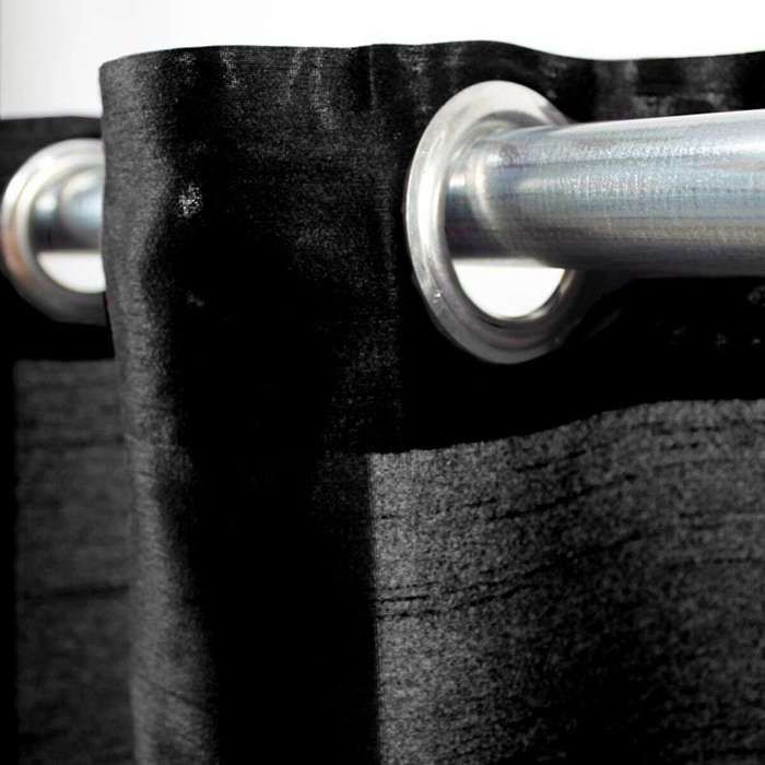 Rideau effet soie à œillets charbon 140x250