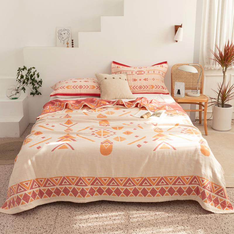 Bohemian Cotton Four-layer Gauze Towel Quilt,100% Washable Summer Cooling Quilt Cold Silk Air Condition Quilt/Blanket/Duve