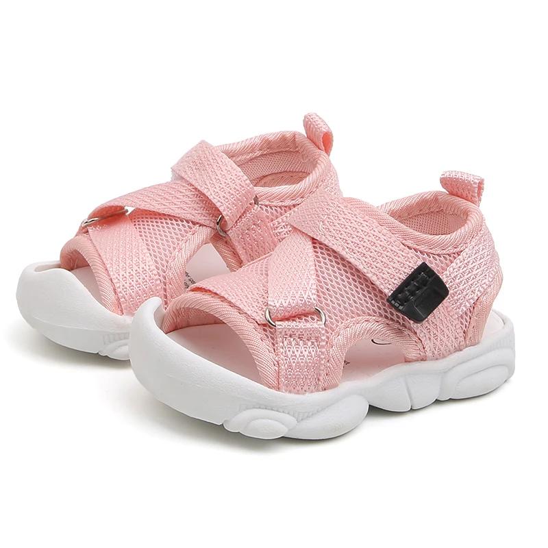 Baby Boy Sandals Black Gray Pink Canvas Infant Girl Sandals Toddler Summer Walking Shoes Newborn Sneaker Beach Shoes D04143