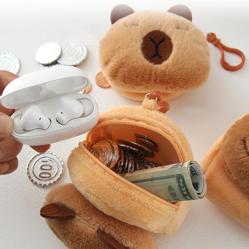New Creative Capybara Anime Plush Coin Purse Fashion Kawaii Mini Coin Purse Round Cartoon Bags Pendant