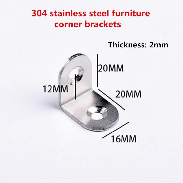 5pcs Stainlesss Steel L-shaped Corner Code 90 Degree Right Angle Bracket Furniture Stable Connector Accessories 20-50mm