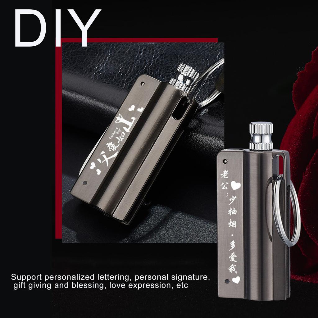 Outdoor Portable Lighter Bottle Keychain With Containing Cotton Core